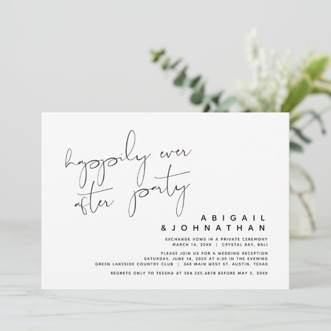 Wedding Elopement, Happily Ever After Party Invitation (Standing Front)