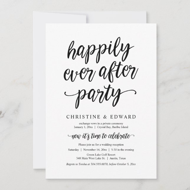 Wedding Elopement, Happily Ever After Party Invitation (Front)
