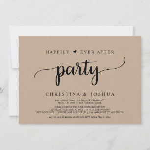 Wedding Elopement, Happily Ever After Party, kraft Invitation