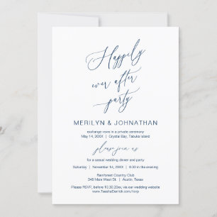 Wedding Elopement, Happily Ever After Party, Navy  Invitation