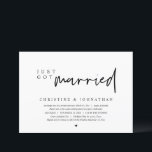 Wedding Elopement, Just Got Married Invitation<br><div class="desc">Modern minimalist Script themed,  wedding elopement invitation card (just got married). It is perfect for your wedding elopement reception / post wedding celebration party. Add your details in matching black font / lettering.</div>