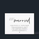 Wedding Elopement, Just Got Married Invitation<br><div class="desc">Modern minimalist Script themed,  wedding elopement invitation card (just got married). It is perfect for your wedding elopement reception / post wedding celebration party. Add your details in matching black font / lettering.</div>