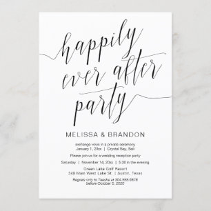 Wedding Elopement, Modern Black Calligraphy Invitation