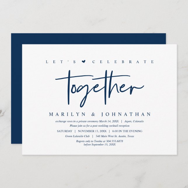 Wedding Elopement, Modern, Lets Party with us Invi Invitation (Front/Back)