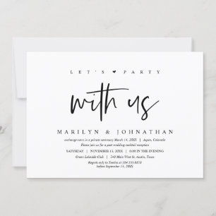 Wedding Elopement, Modern, Lets Party with us Invitation