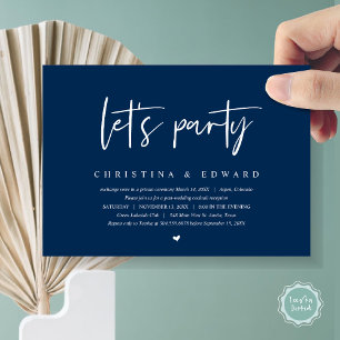 Wedding Elopement, Modern Minimalist, lets party Invitation
