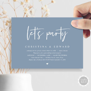Wedding Elopement, Modern Minimalist, lets party Invitation
