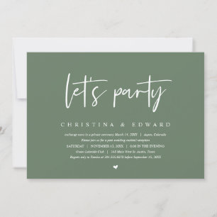 Wedding Elopement, Modern Minimalist, lets party Invitation