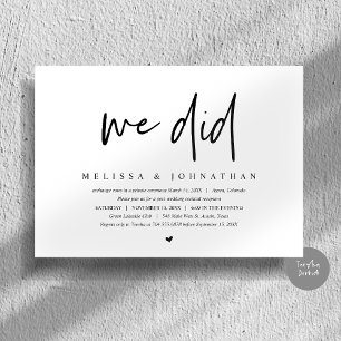 Wedding Elopement, Modern Minimalist, we did Invitation