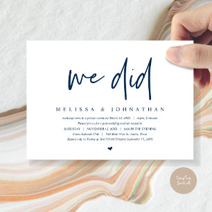 Wedding Elopement, Modern Minimalist, we did party Invitation