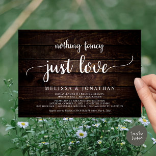 Wedding Elopement, Nothing Fancy Just Love Dinner Invitation