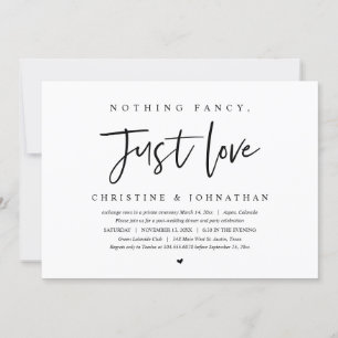 Wedding Elopement, Nothing Fancy, Just Love Invita Invitation