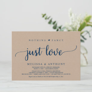 Wedding Elopement, Nothing Fancy Just Love, kraft Invitation
