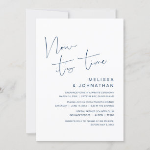 Wedding Elopement, Now it's time, classy Navy Blue Invitation