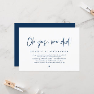 Wedding Elopement, Oh Yes, We did Invitation