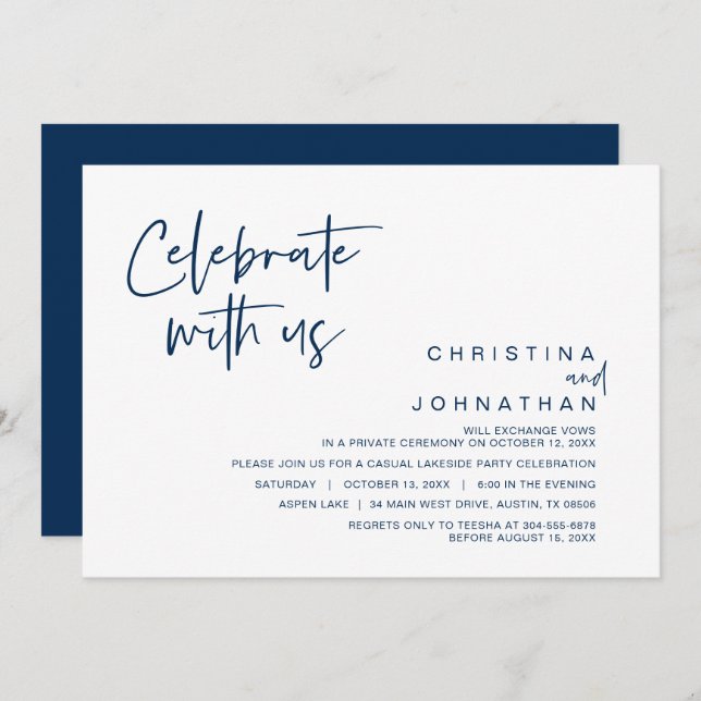 Wedding Elopement Party, Celebrate with us  Invitation (Front/Back)