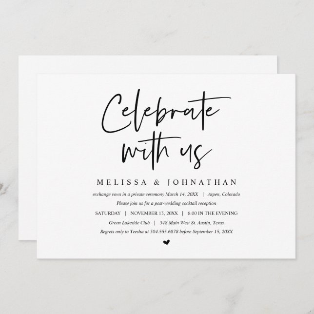 Wedding Elopement Party, Celebrate with us Invitation (Front/Back)