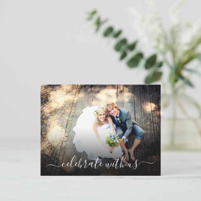 Wedding Elopement Party Celebrate With Us Invitation Postcard (Standing Front)