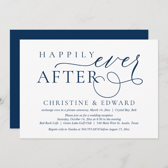 Wedding Elopement Party, Happily Ever After Invitation (Front/Back)