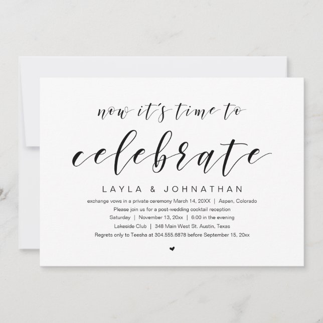 Wedding Elopement Party, it's time to celebrate Invitation (Front)