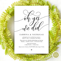 Wedding Elopement Party, Oh Yes, We Did Invitation