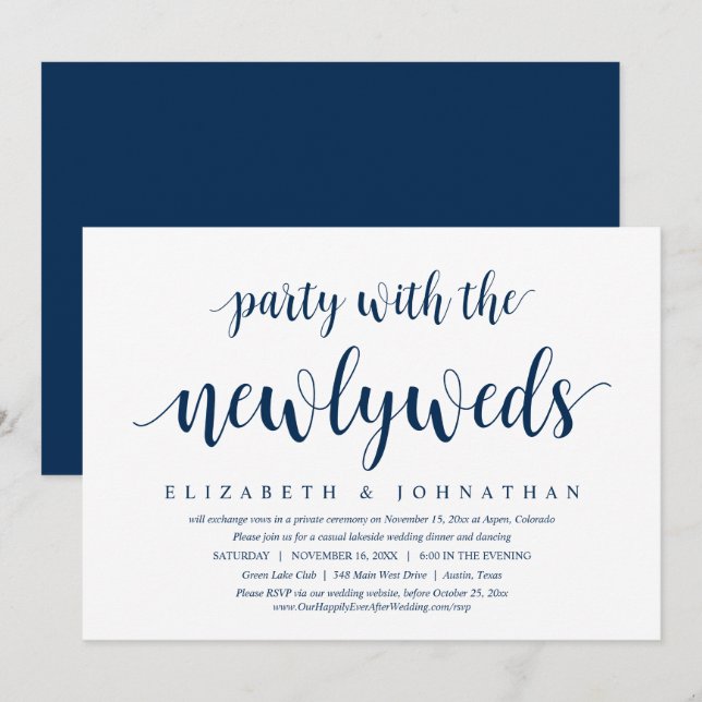 Wedding Elopement, Party with the Newlyweds Invita Invitation (Front/Back)