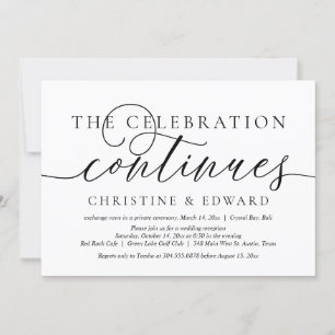 Wedding Elopement, The Celebration Continues Invit Invitation