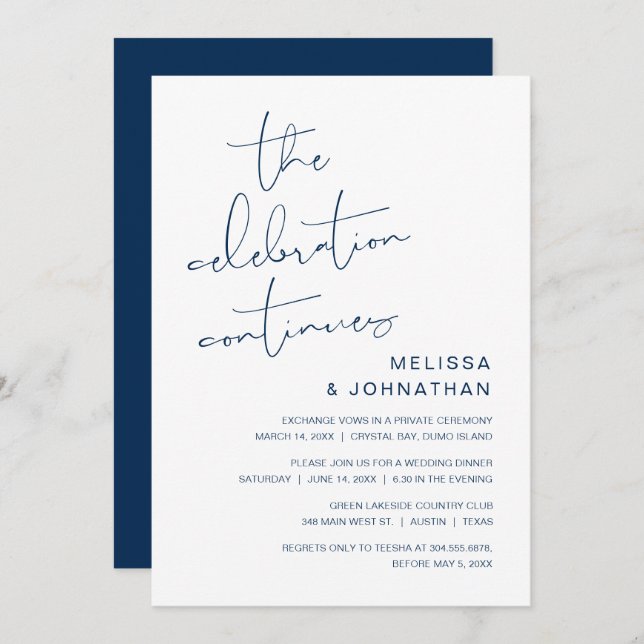 Wedding Elopement, The Celebration Continues Invitation (Front/Back)