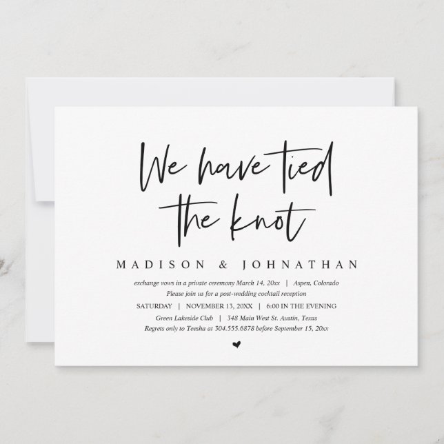 Wedding Elopement, We have tied the knot Invitation (Front)