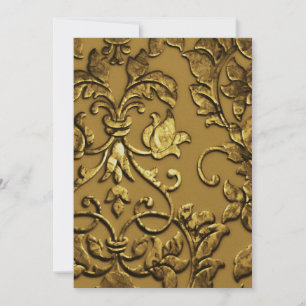 Wedding Embossed Look Damask Gold Invitation