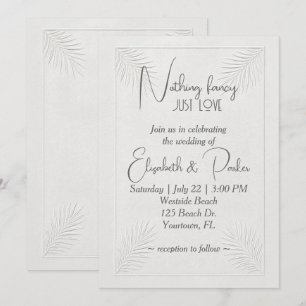 Wedding Embossed Tropical Palm Frond Border Invitation