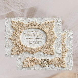 Wedding Embroidery Timeless Lace Frame Details Enclosure Card