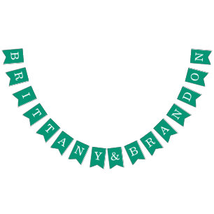 Wedding Emerald Green Simple Bride and Groom Names Bunting