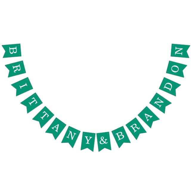 Wedding Emerald Green Simple Bride and Groom Names Bunting (All)