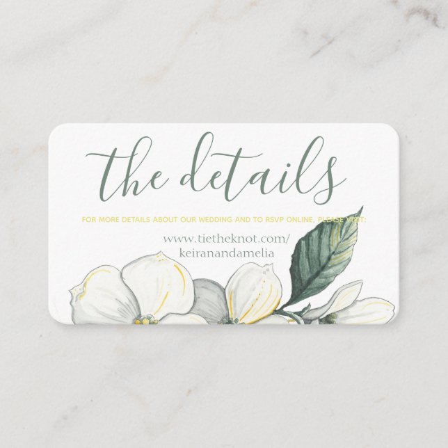 Wedding Enclosure Card, Watercolor Dogwood Blooms (Front)