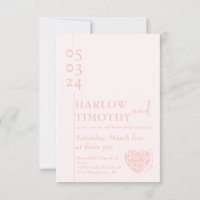 Wedding enclosure card with hearth shape QR code