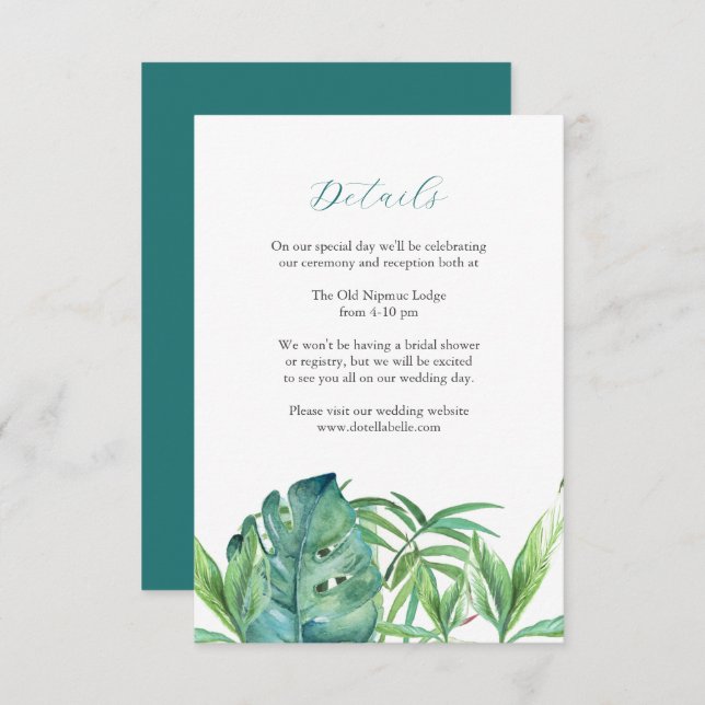 Wedding Enclosure Care Tropical Palm Leaves (Front/Back)