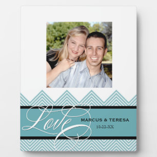 Wedding Engaged Chic Chevron Modern Personalised Plaque