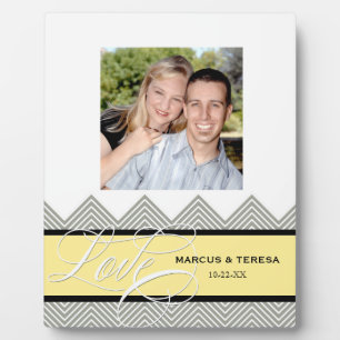 Wedding Engaged Chic Chevron Modern Personalised Plaque