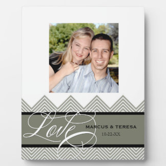 Wedding Engaged Chic Chevron Modern Personalised Plaque