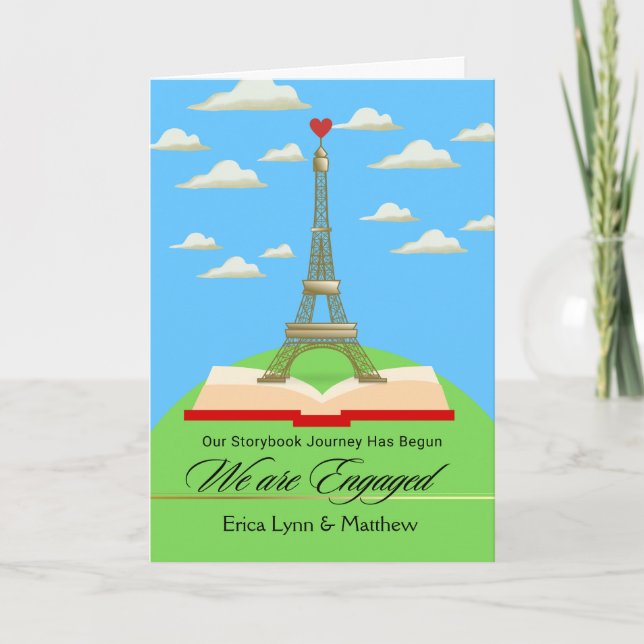 Wedding Engagement Announcement Eiffel Tower Theme (Front)