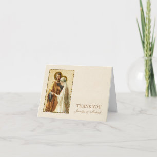 Wedding Engagement Bride Groom Religious Catholic Thank You Card