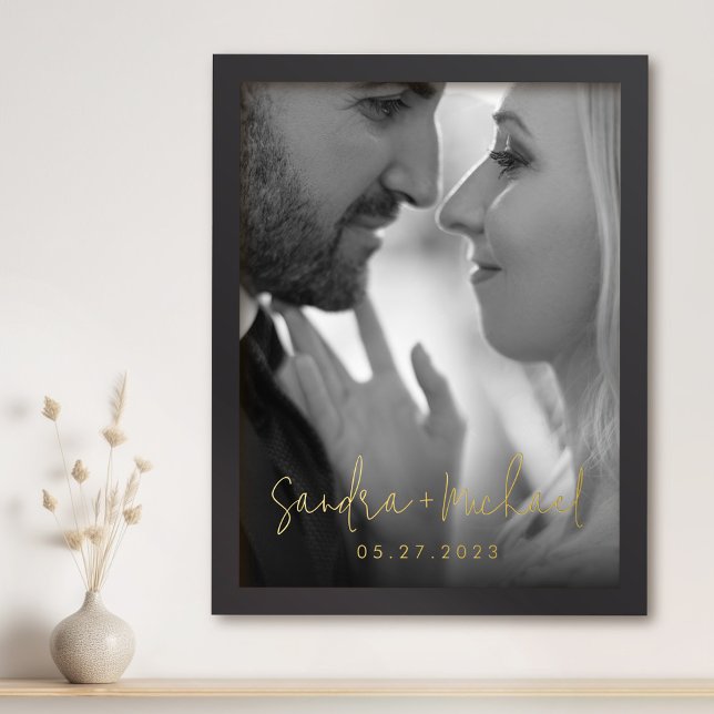 Wedding engagement couple names date photo foil prints (Creator Uploaded)