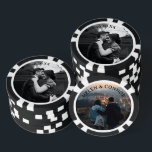 wedding engagement couples date photo poker chips<br><div class="desc">Customise with your own text photos and/or background colours; choose your chip colour too</div>