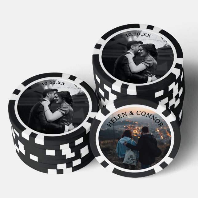 wedding engagement couples date photo poker chips (Stack)