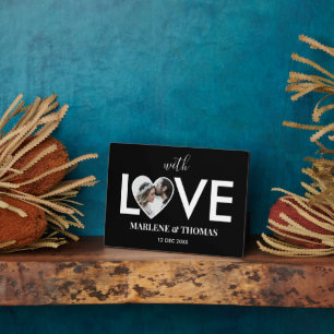 Wedding Engagement Custom Photo Black Heart Frame