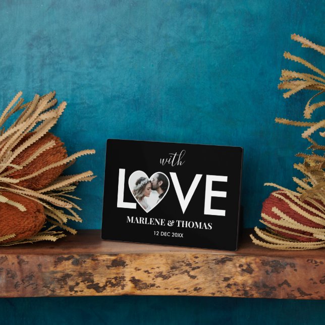 Wedding Engagement Custom Photo Black Heart Frame (Side)