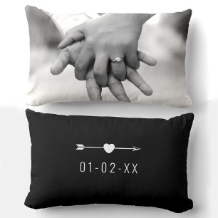 Wedding/Engagement Date Lumbar Throw Pillow