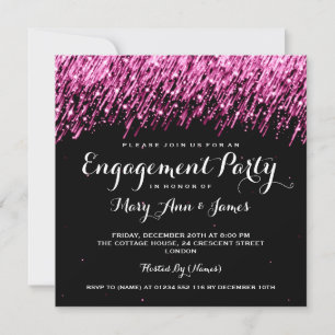 Wedding Engagement Falling Stars Pink Invitation