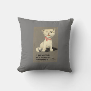 WEDDING ENGAGEMENT GIFT PILLOW, VINTAGE CAT CUSHION